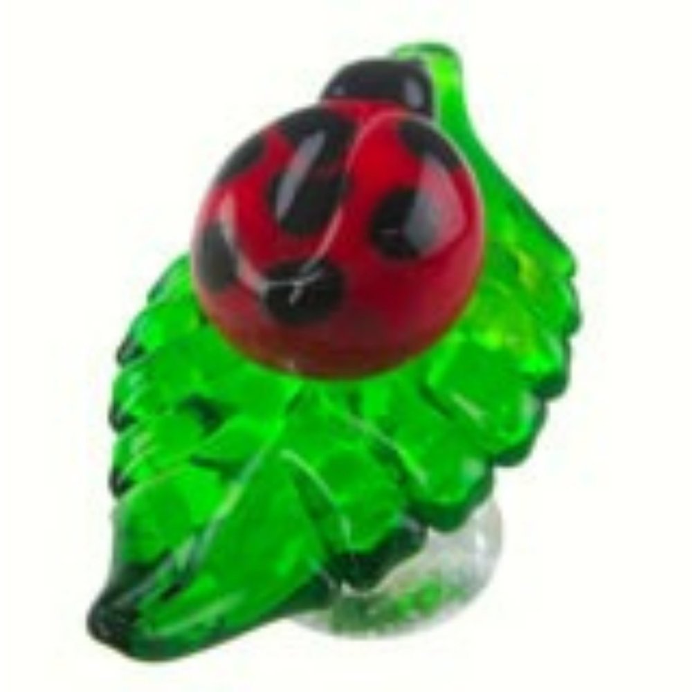 Glass Wine Stopper - Ladybug and Leaf